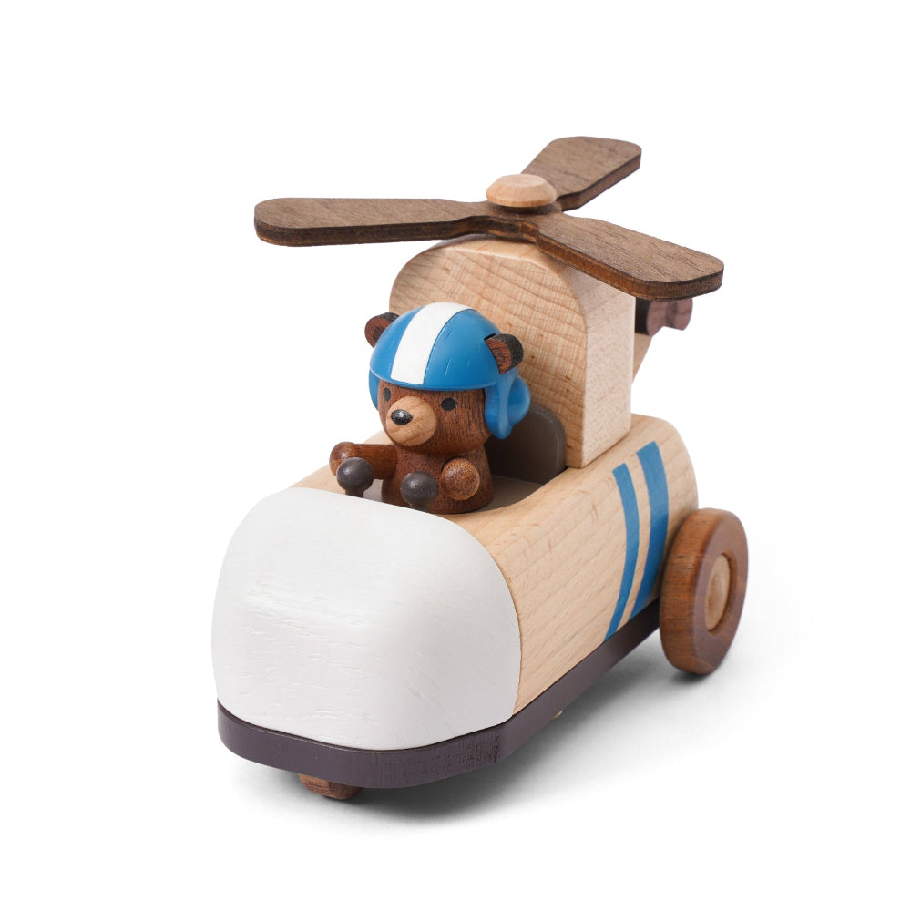 Wooderful Life wooden music box - bear helicopter (Menuett, Boccherini)